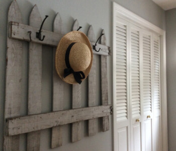Restyled vintage fence painted Paris Grey. Perfect piece for mudroom or hallway.